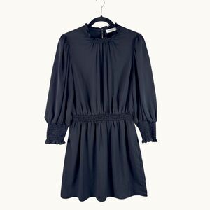 Amanda Uprichard Womens Dress Black Mini Puffed Smocked Babydoll A Line Medium